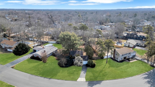 birds eye view of property with a residential view