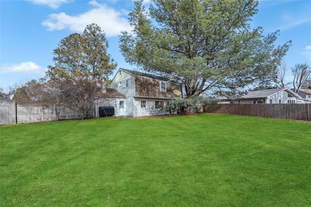 view of yard with a fenced backyard