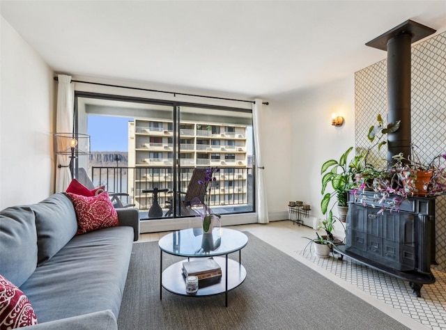 1116 Warburton Ave Unit 4H, Yonkers, NY 10701 - living room featuring a wood stove