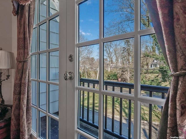 entryway featuring french doors