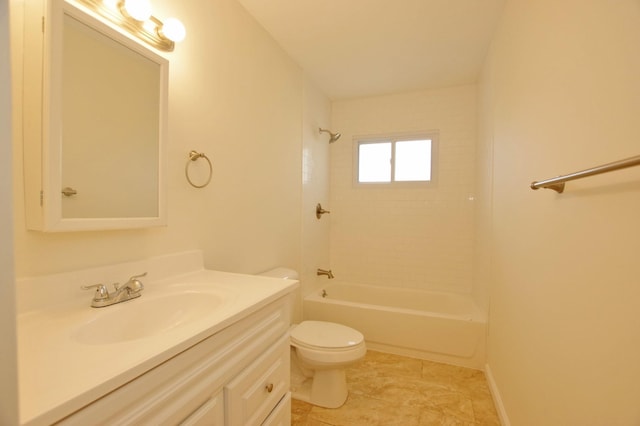 full bathroom with shower / washtub combination, vanity, and toilet