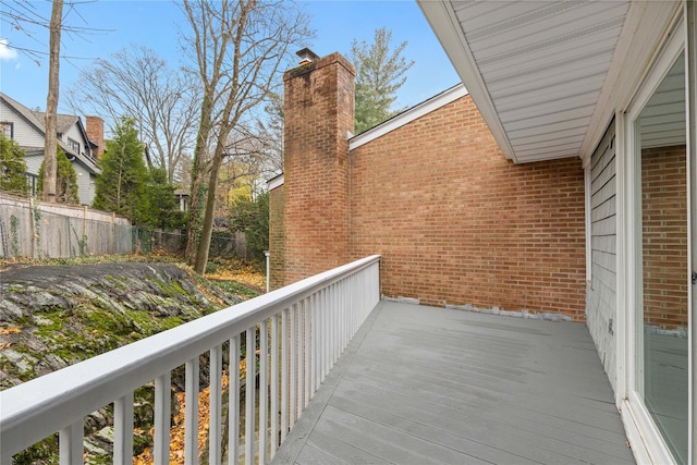 view of wooden balcony featuring a deck