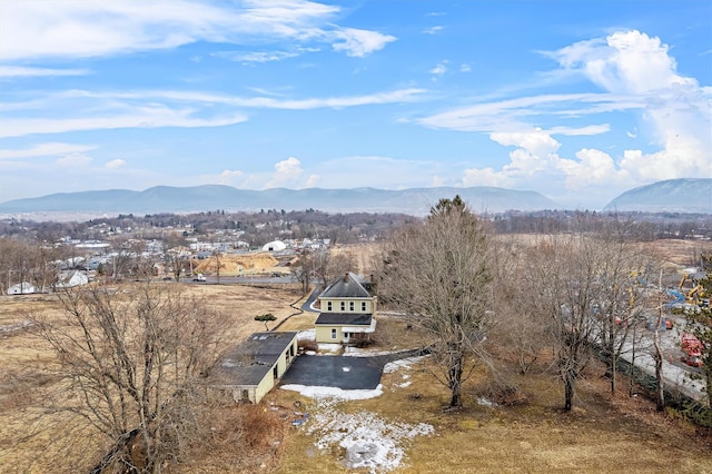 aerial view with a mountain view