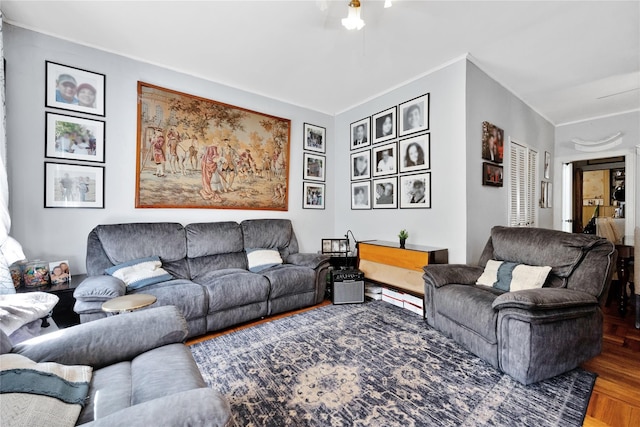 3709 20th Rd, Astoria, NY 11105 - living room featuring a ceiling fan
