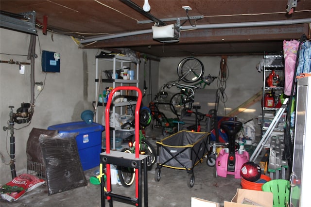 garage with a garage door opener