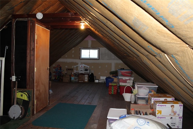 view of unfinished attic