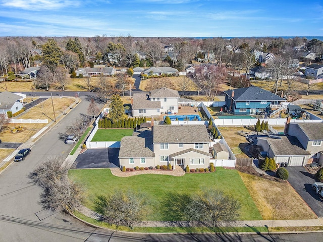 drone / aerial view with a residential view