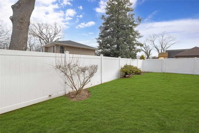 view of yard featuring a fenced backyard