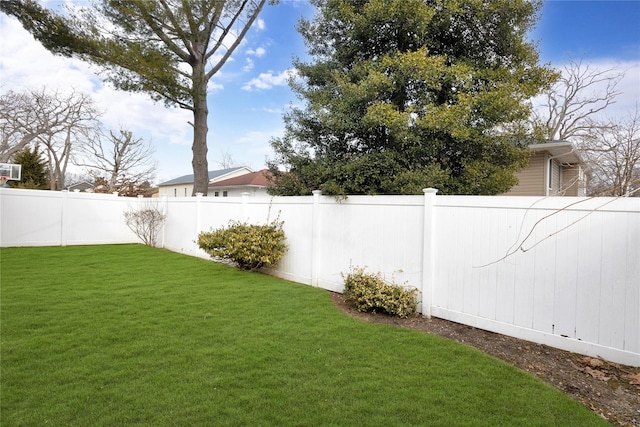 view of yard featuring a fenced backyard