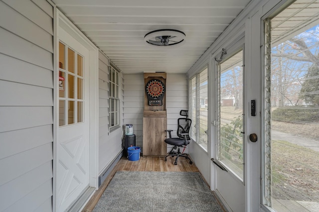 view of unfurnished sunroom