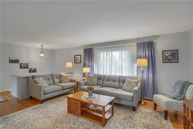 living room with light wood-style flooring