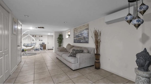 living room featuring light tile patterned floors