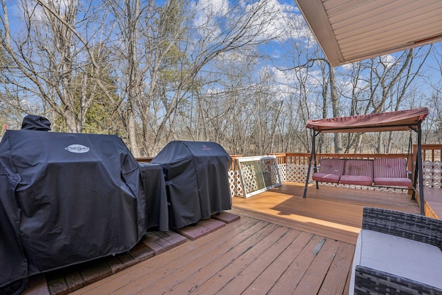 deck featuring area for grilling