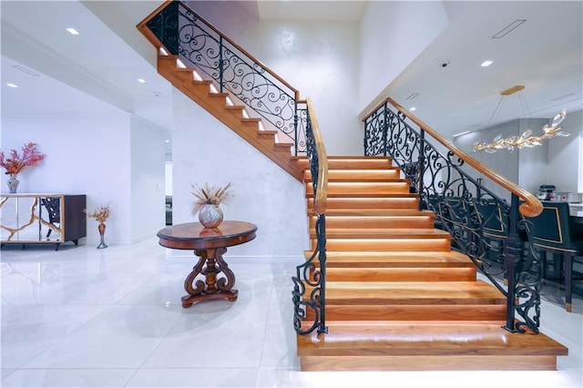 stairs with recessed lighting