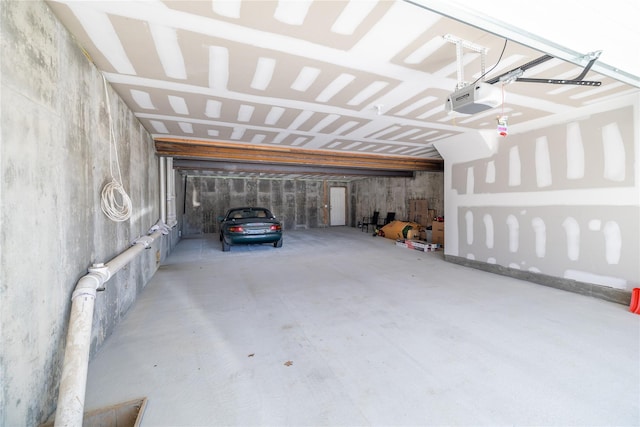 garage with a garage door opener