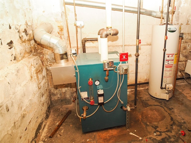 utilities with a heating unit and gas water heater