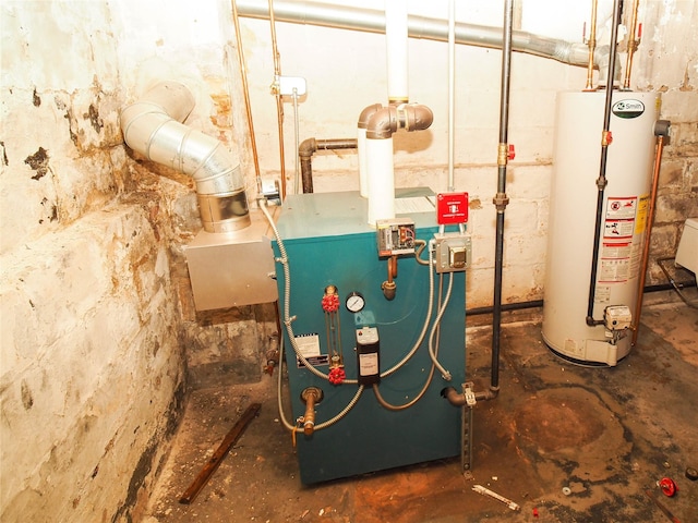 5844 78th Ave, Glendale, NY 11385 - utility room with water heater and a heating unit