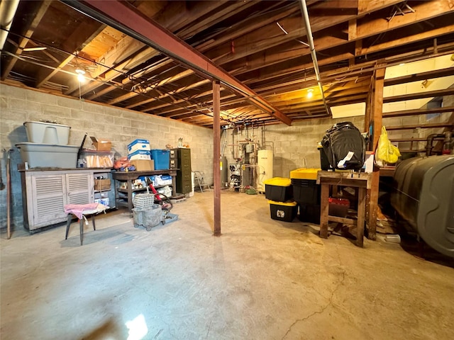 2838 Old Kings Rd, Catskill, NY 12414 - unfinished below grade area featuring heating fuel, water heater, and concrete block wall