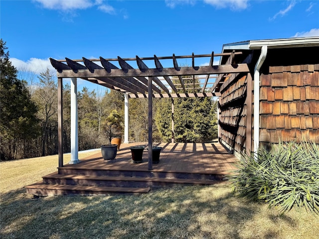 2838 Old Kings Rd, Catskill, NY 12414 - wooden deck featuring a pergola and a lawn