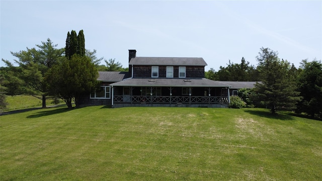 2838 Old Kings Rd, Catskill, NY 12414 - rear view of house featuring a chimney and a lawn