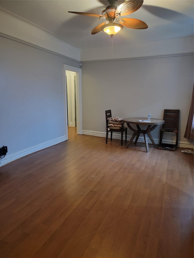 83-55 Lefferts Blvd Apt # 6F, Kew Gardens, NY 11415 - dining room featuring wood finished floors, baseboards, and ceiling fan