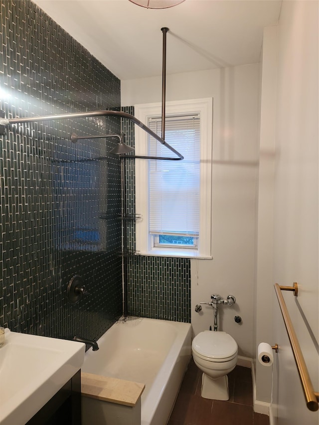 83-55 Lefferts Blvd Apt # 6F, Kew Gardens, NY 11415 - bathroom featuring toilet, tile patterned flooring, shower / bathtub combination, and vanity
