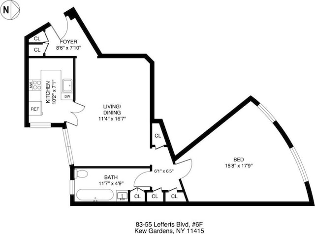 83-55 Lefferts Blvd Apt # 6F, Kew Gardens, NY 11415 - property floor plan