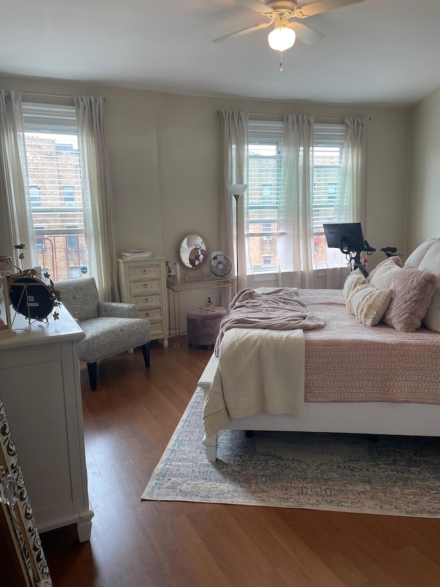 83-55 Lefferts Blvd Apt # 6F, Kew Gardens, NY 11415 - bedroom featuring dark wood-style floors and ceiling fan