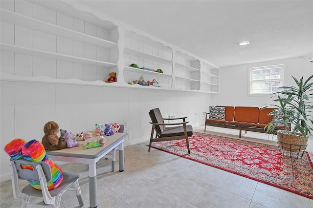 rec room featuring tile patterned flooring