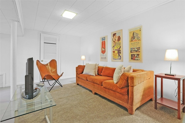 living room featuring carpet flooring