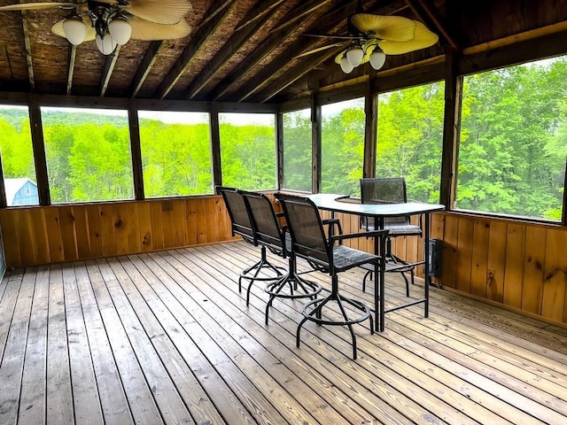 521 Hessinger Lare Rd, Jeffersonville, NY 12748 - sunroom featuring a ceiling fan and vaulted ceiling