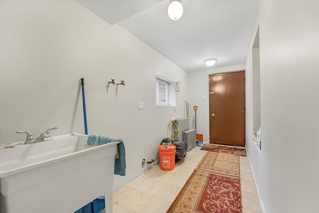 interior space with light tile patterned floors