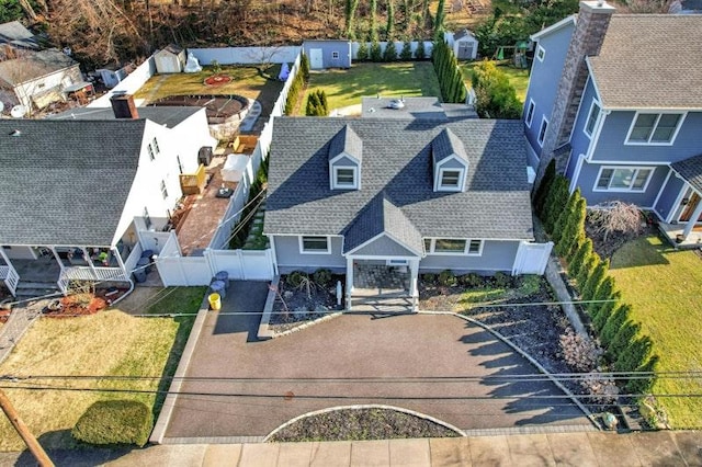 aerial view with a residential view