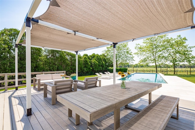 20 Winding Way, Water Mill, NY 11976 - wooden deck with an outdoor hangout area and a fenced in pool