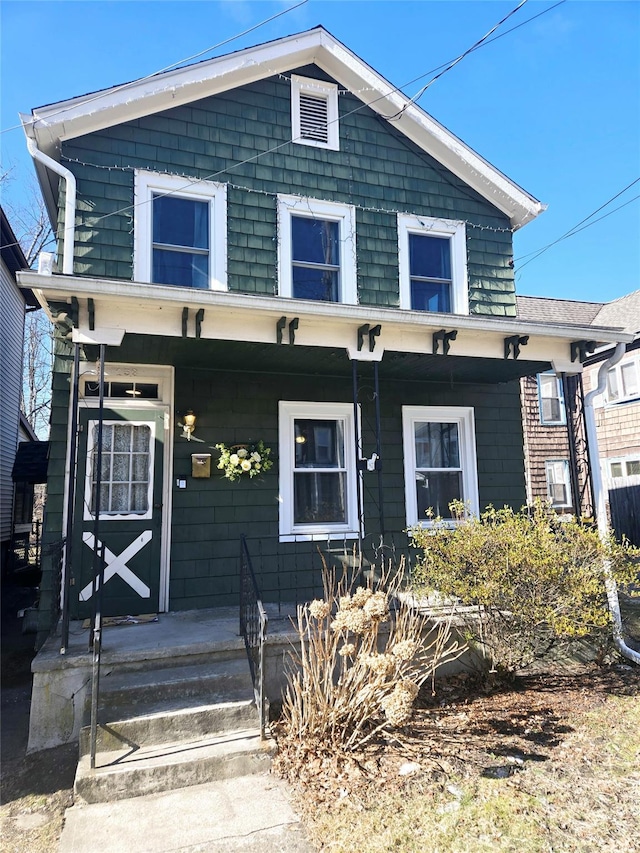 view of front of property featuring covered porch