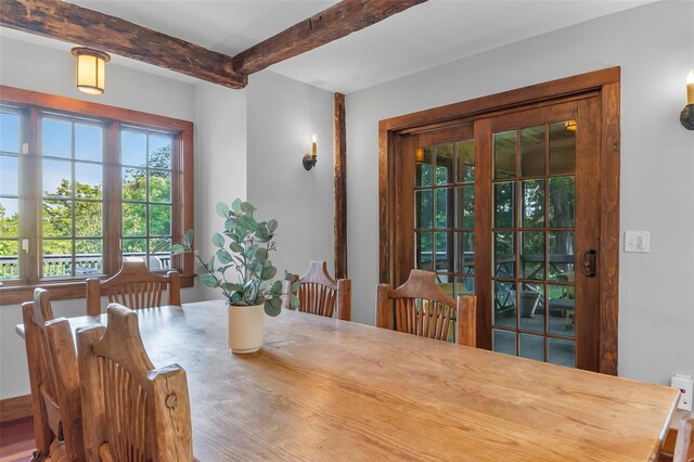 5 Shingle House Rd, Millwood, NY 10546 - dining space with beam ceiling