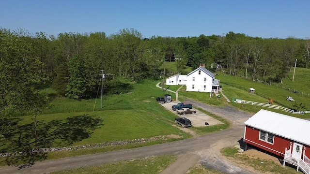 aerial view featuring a forest view