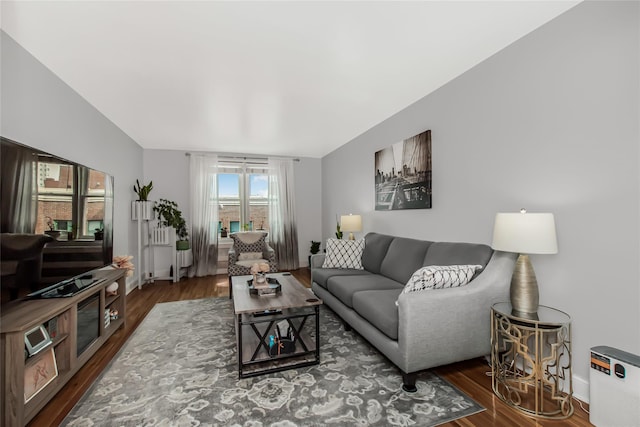 living room with wood finished floors