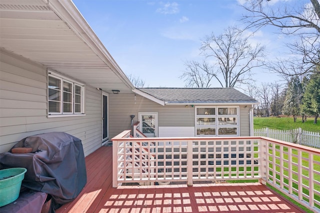 wooden terrace with grilling area