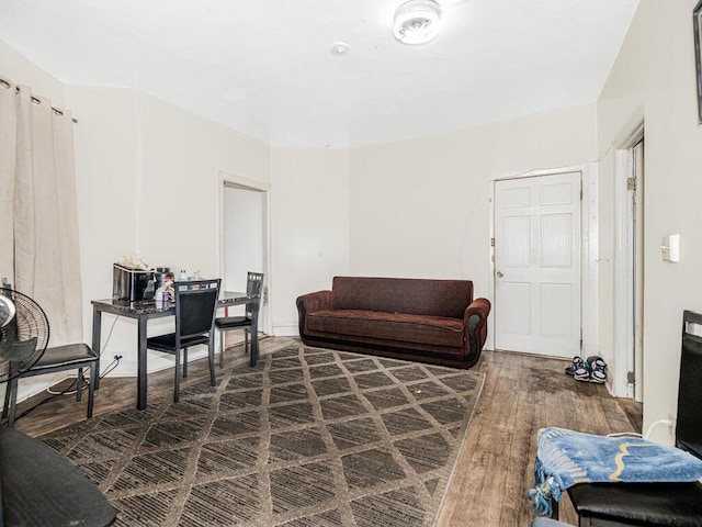 office space with wood finished floors