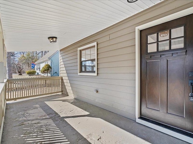 view of patio featuring a porch