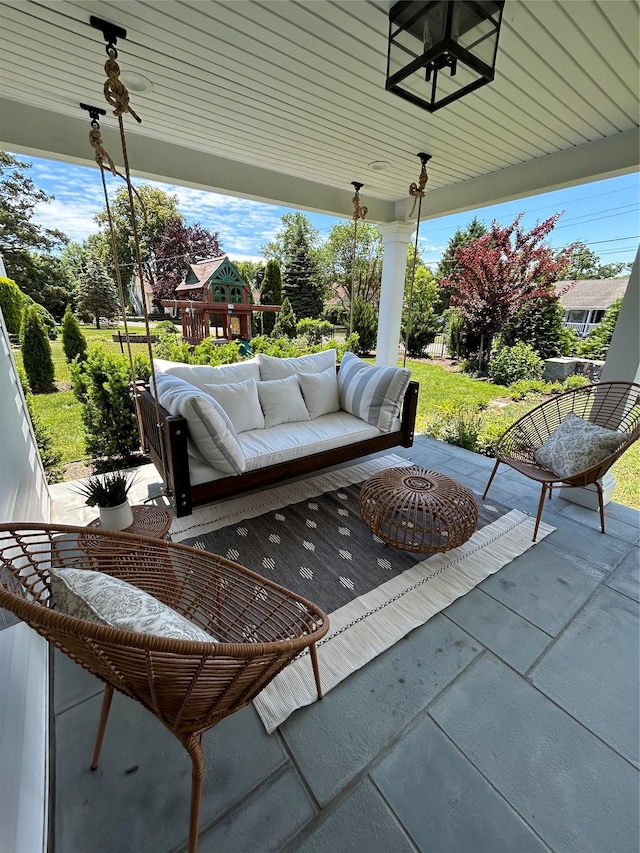 view of patio with an outdoor living space