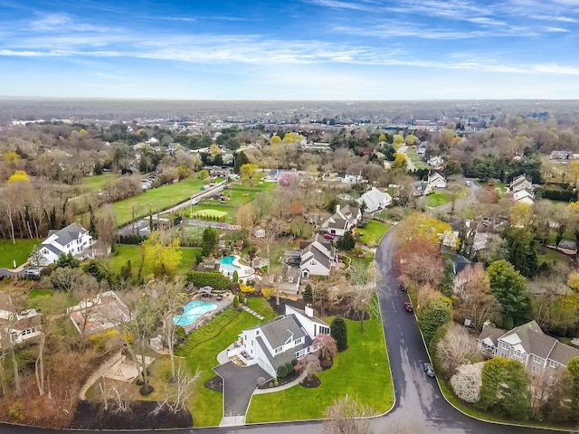 birds eye view of property with a residential view