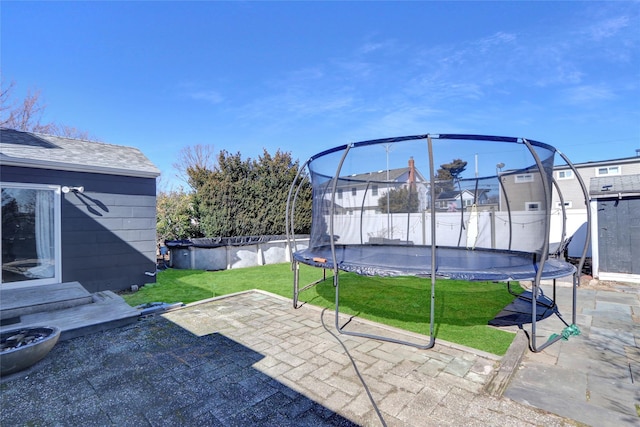 view of patio with a trampoline