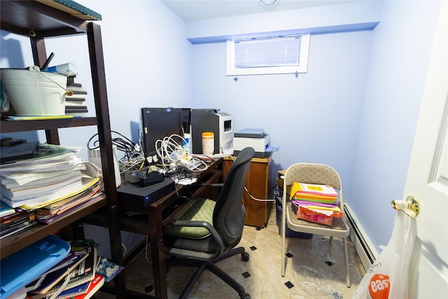 office space featuring baseboard heating