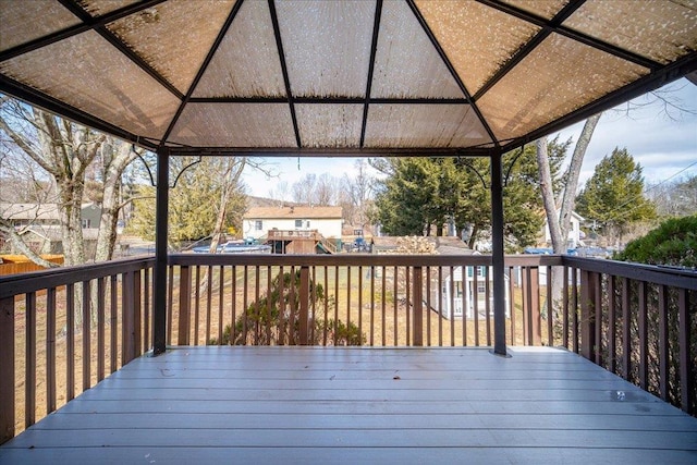 wooden deck with a gazebo