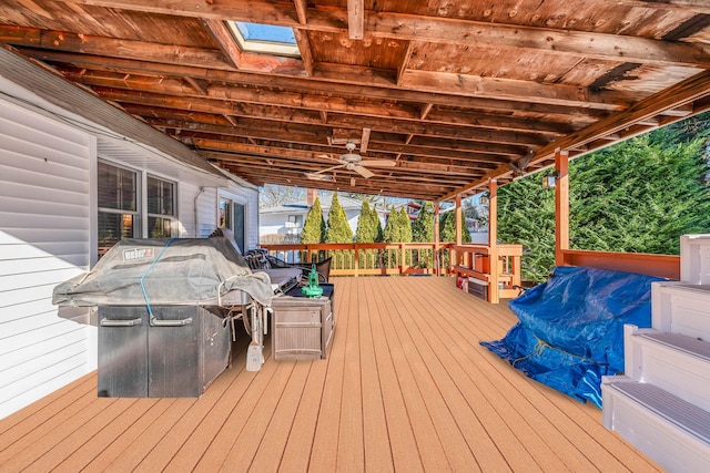 wooden terrace with ceiling fan