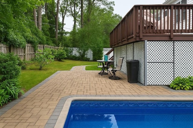 23 Franko Ln, Setauket, NY 11733 - view of pool with a fenced backyard, a patio area, and a deck