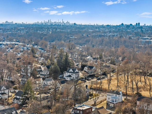 bird's eye view with a city view