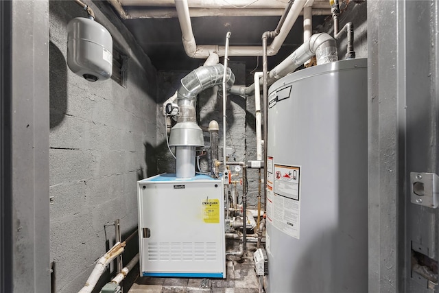 utility room featuring gas water heater